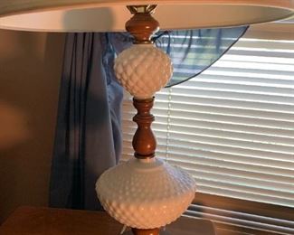 Hobnail and wood lamp