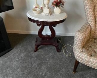 marble top lyre tables 