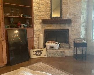 Rugs, antique mirror, TV, decorative signs, vases, collectibles