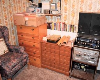 Vintage furniture and stereo equipment