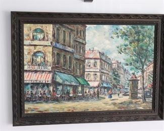 Signed Paris Cityscape Painting by Artist A. Valentin