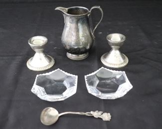 Tiffany & Co Makers Sterling Silver and Lalique France Crystal Candle Holders