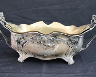 Sterling Tray/Bowl, Floral Detail with Brass Insert