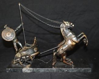 Roman Soldier Gladiator/Chariot on A Marble Base