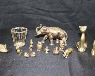 Brass Miniatures - Elephant, Cats, Mouse, Rhino, Bear and more