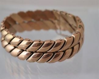 14K ROSE GOLD DOUBLE STRAND BRACELET WITH SAFETY LATCH & CHAIN