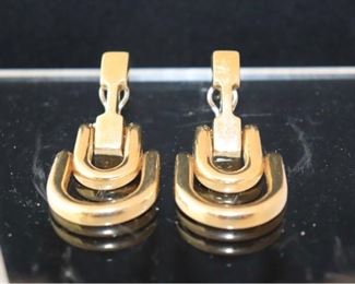 14K YG Pair Of Double Stirrup Earrings With Post & Clip 1