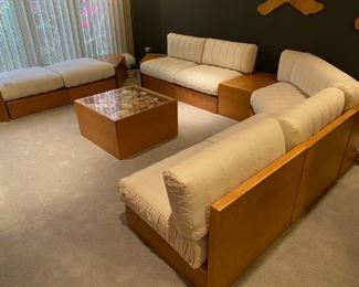 Contemporary Modular Mid Century Modern Seating Area In Natural Oak Wood