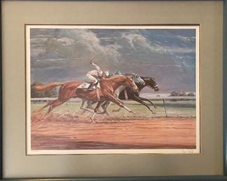 Sam Savitt signed and numbered print "The Last Race of The Day " 501/950