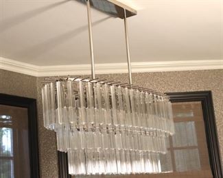 Oval 3 Tier Lightolier Chandelier with Crystal Rods
