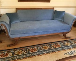 Antique Blue Velvet Sofa
