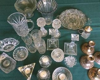Assorted Lot of Crystal and Silverplated Pieces
