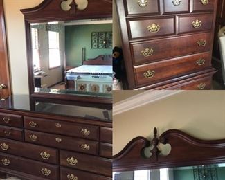 Broyhill Dresser, Tall Chest, and Mirror