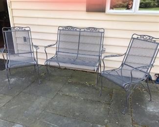 Wrought Iron Love Seat with Two Chairs
