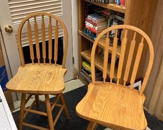 Two of a set of three counter chairs