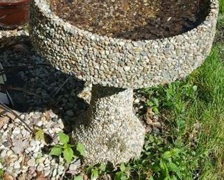 Concrete and Stone Bird Bath