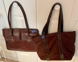 Brown handled bags/ purses
Leather $18
Suede like $12