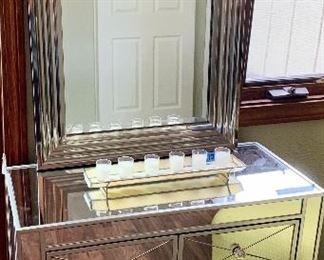 Pier one Glass Cabinet 28 x 12 x 28.5 $115
Beveled Mirror 28 x 34 $25