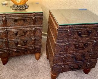 Suitcase Look Glass Top Nightstand / End Tables 17.75w x 12.5 x 26h 
$39 ea (2 available) 