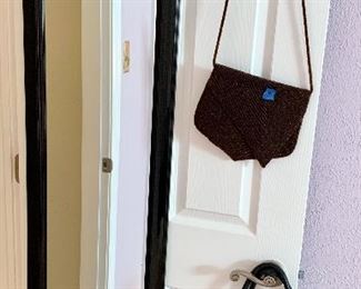 Over Door Sturdy Mirror $10 sold
Beaded evening shoulder bag $15
Leather, like new hand bag $18