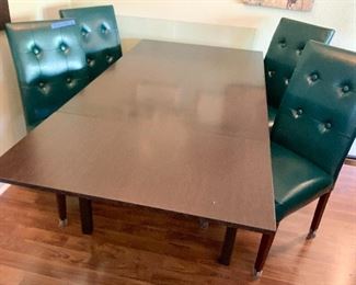 Glass Top Butterfly Dining Table 55 x 35.5 x 30h with 2 hidden pullout 19.5” leaves $350