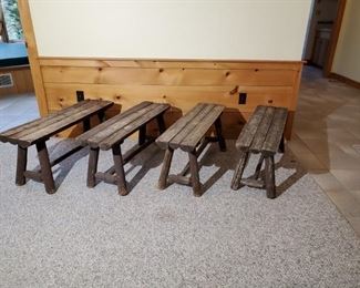 4 Matching Rustic Benches