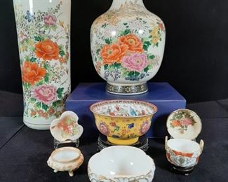 Asian Style Vases and Small Bowls