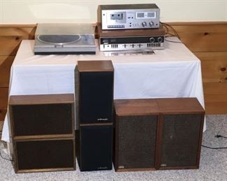 Stereo System, with Turntable, Cassette, and Speakers