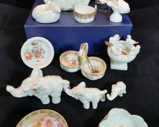 Swan Creamer and Assorted Bowls and Figures