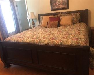 King bed with custom bedding and temperpedic mattress(sold separately)