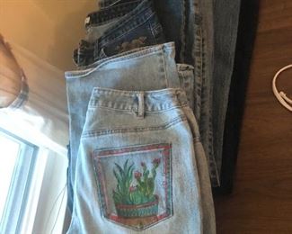 Ladies designer jeans - some with painted pockets 