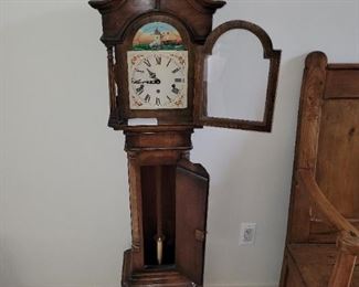 57" Antique Grandmother Clock with Yew Case