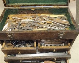 $400.00, antique oak Pilliod Machinist Tools Box full VG condition