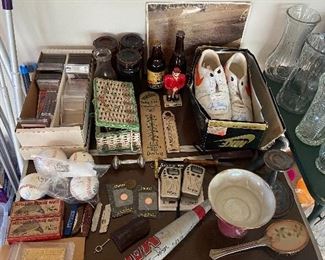 Amber Ball Jars, Adv. Thermometers, Vintage Fishing Lures & Signed Sports Memorabilia 