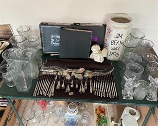 Silverware Set, Baseball Cards & Vases