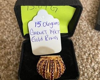 14K Red Garnet Ring 