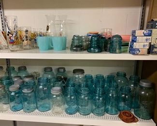 Large quantity of Blue canning jars