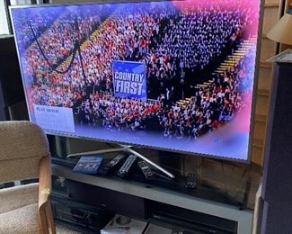 60 inch LED tv with 5 speakers, woofer, reciever and cd player. Original price was $2500 in 2014. A steel now