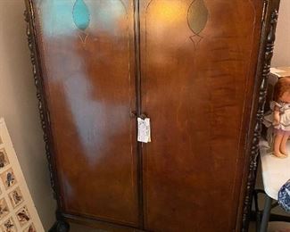 #1	Vintage Armoire with 3 drawers and open shelf arch top 38x22x60	 $275.00 
