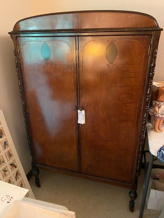 #1	Vintage Armoire with 3 drawers and open shelf arch top 38x22x60	 $275.00 
