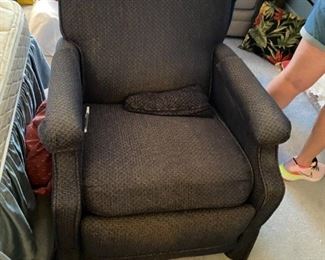 #5	blue recliner with open bottom and extended top 	 $65.00 
