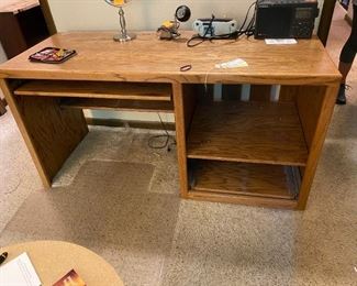 #13	oak desk with open side and pull out key board drawer 60x24x30	 $75.00 
