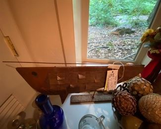 #46	rusty metal fish on a stand 24x12	 $30.00 
