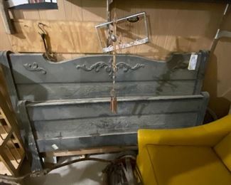 #77	antique carved back bed frame 67 wide no side rails 	 $30.00 

