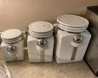 #127	3 White Cannisters w/scoop	 $25.00 
