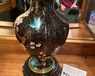 #129	Cloisonne Vase  Brass & Enamel 8" Tall	 $50.00 
