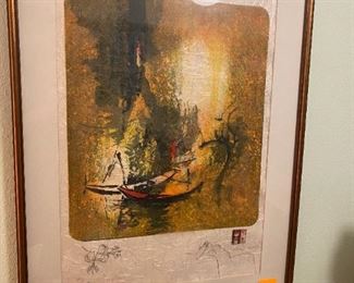 #160	Print of Abstract Boat (Asia ) signed print 182/200  LeBaDang Lithograph  18x24.25 w/certificate of Authencity  done in 1976	
$200
