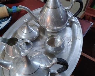 John W u, handmade stainless coffee and tea set from Djakarta