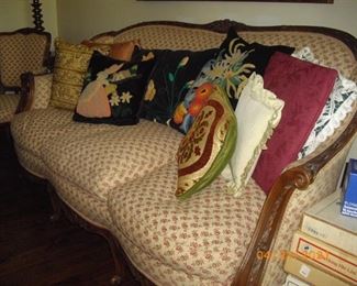 Antique sofa; fun pillow choices