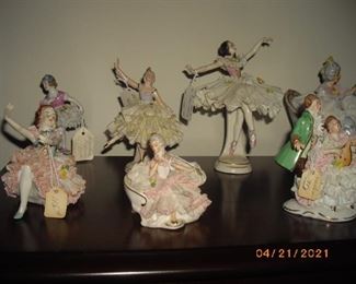 Dresden porcelain lace figurines